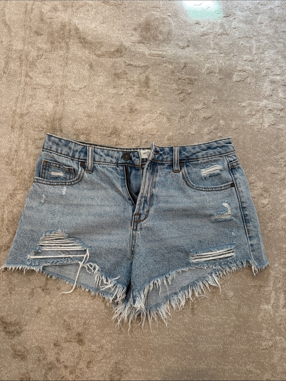 Distressed Light Blue Denim Cutoff Shorts - Women